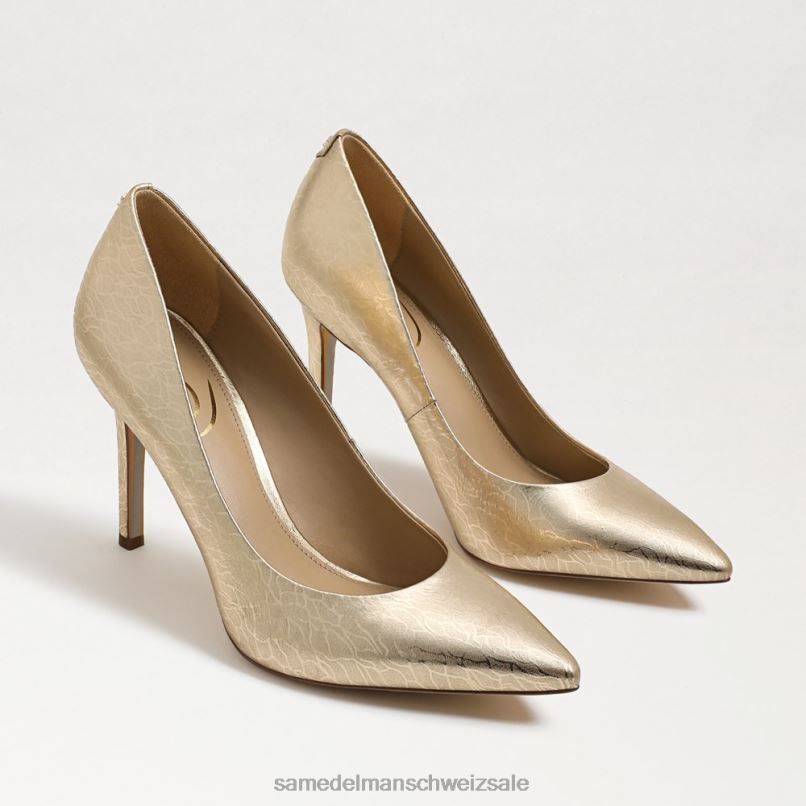 CH Sam Edelman Frauen Haselnussbrauner spitzer Zehenabsatz Blattgoldleder X2J86152 Schuhwerk