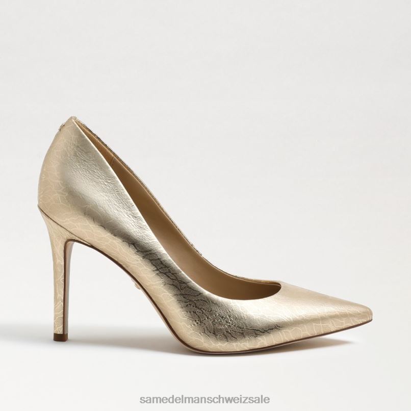 CH Sam Edelman Frauen Haselnussbrauner spitzer Zehenabsatz Blattgoldleder X2J86152 Schuhwerk