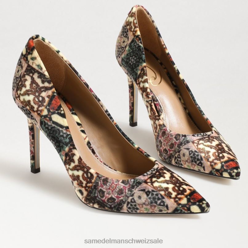 CH Sam Edelman Frauen Haselnussbrauner spitzer Zehenabsatz Elfenbein-Multi-Samt X2J86135 Schuhwerk