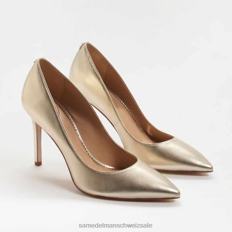CH Sam Edelman Frauen Haselnussbrauner spitzer Zehenabsatz hellgoldenes Leder X2J86147 Schuhwerk