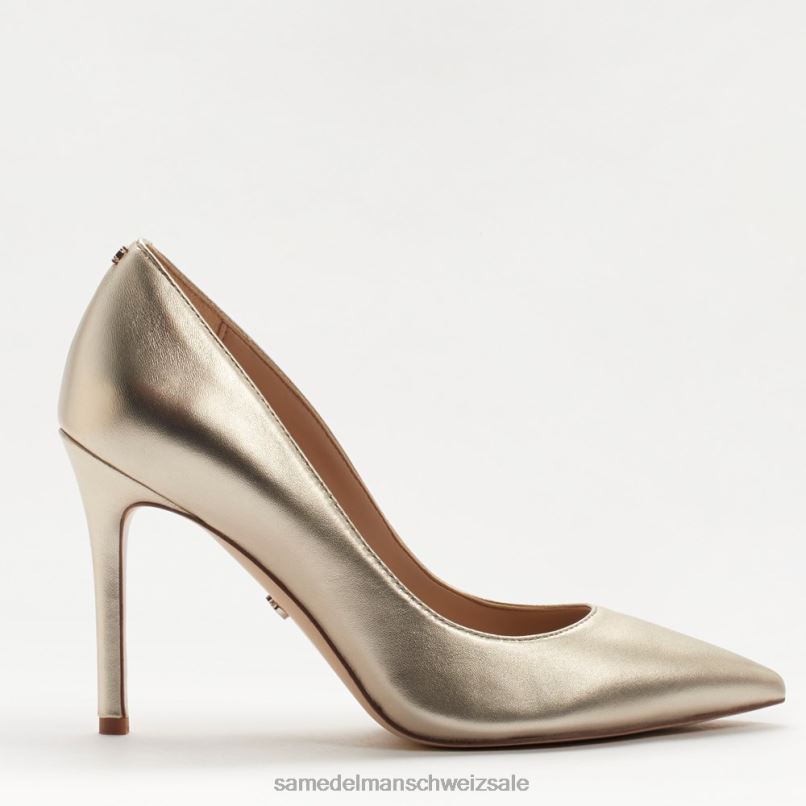 CH Sam Edelman Frauen Haselnussbrauner spitzer Zehenabsatz hellgoldenes Leder X2J86147 Schuhwerk