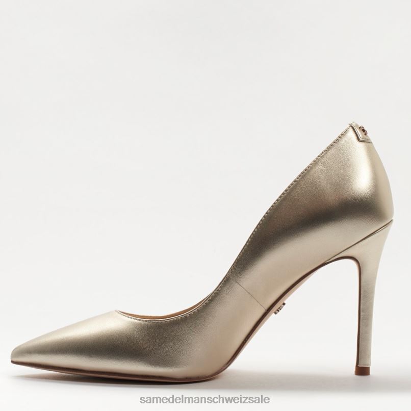 CH Sam Edelman Frauen Haselnussbrauner spitzer Zehenabsatz hellgoldenes Leder X2J86147 Schuhwerk