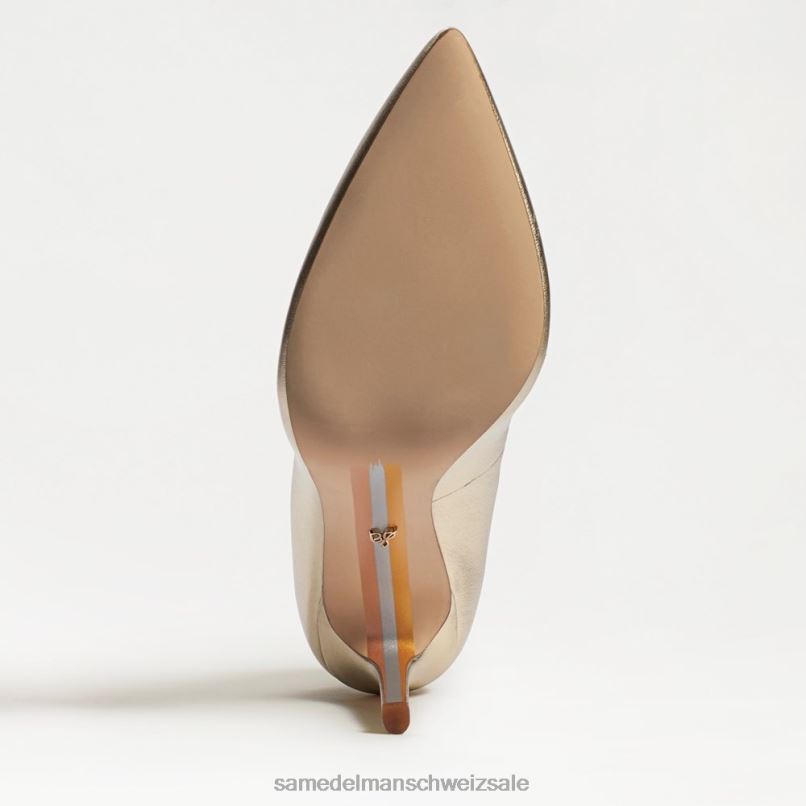 CH Sam Edelman Frauen Haselnussbrauner spitzer Zehenabsatz hellgoldenes Leder X2J86147 Schuhwerk