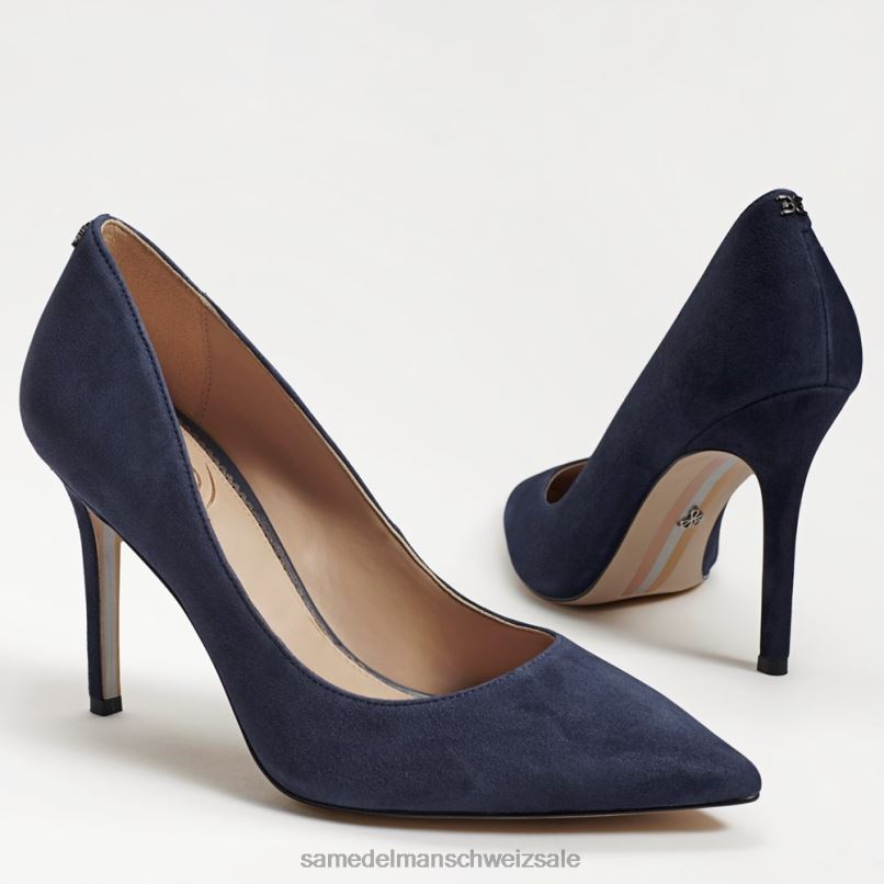 CH Sam Edelman Frauen Haselnussbrauner spitzer Zehenabsatz marineblaues Wildleder X2J86166 Schuhwerk