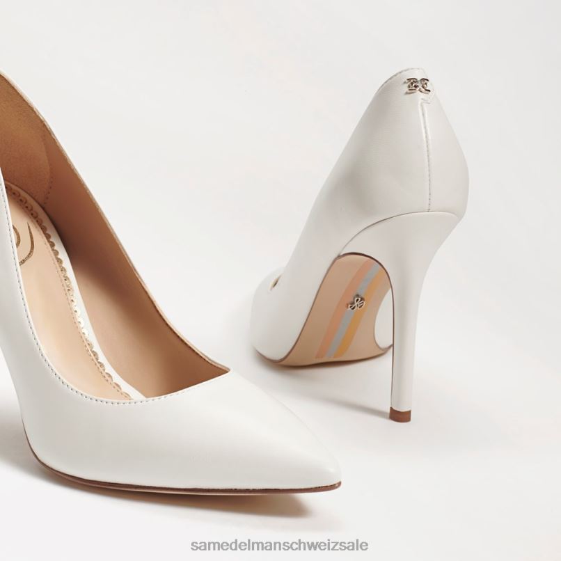 CH Sam Edelman Frauen Haselnussbrauner spitzer Zehenabsatz strahlend weißes Leder X2J86164 Schuhwerk