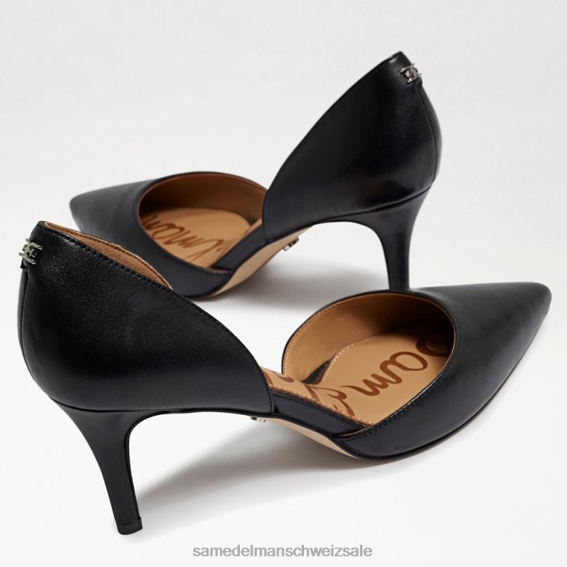 CH Sam Edelman Frauen Jaina Kitten-Heel mit spitzer Zehenpartie schwarzes Leder X2J86550 Schuhwerk