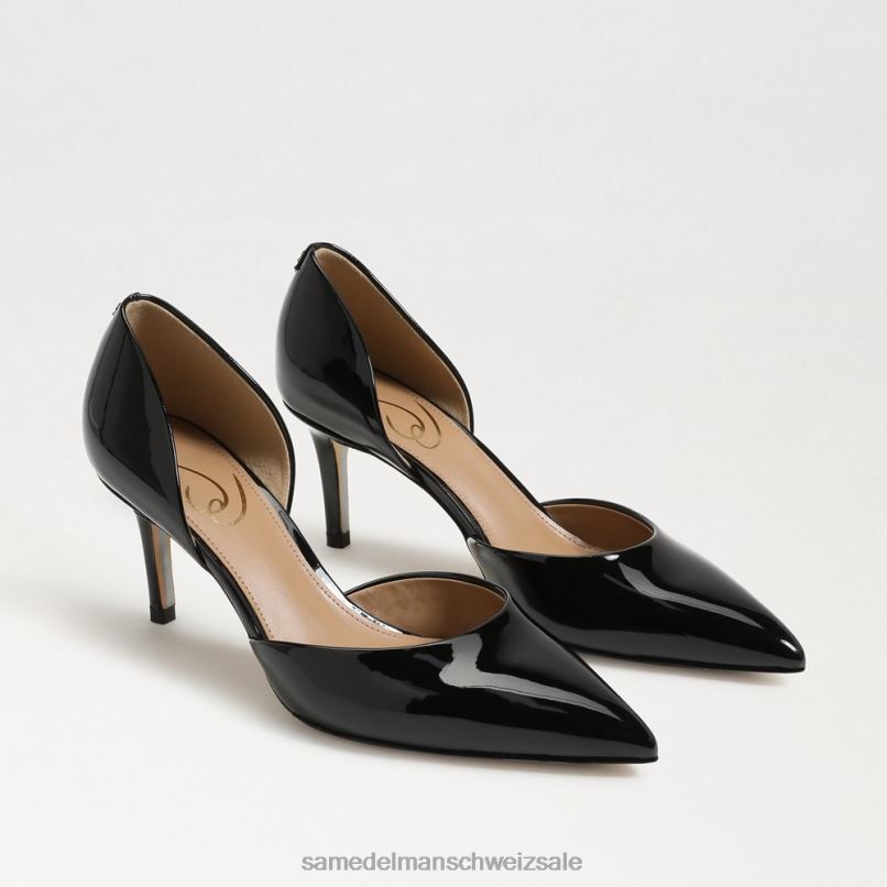 CH Sam Edelman Frauen Viv-Pumpe mit spitzer Zehenpartie schwarzes Lackleder X2J86363 Schuhwerk