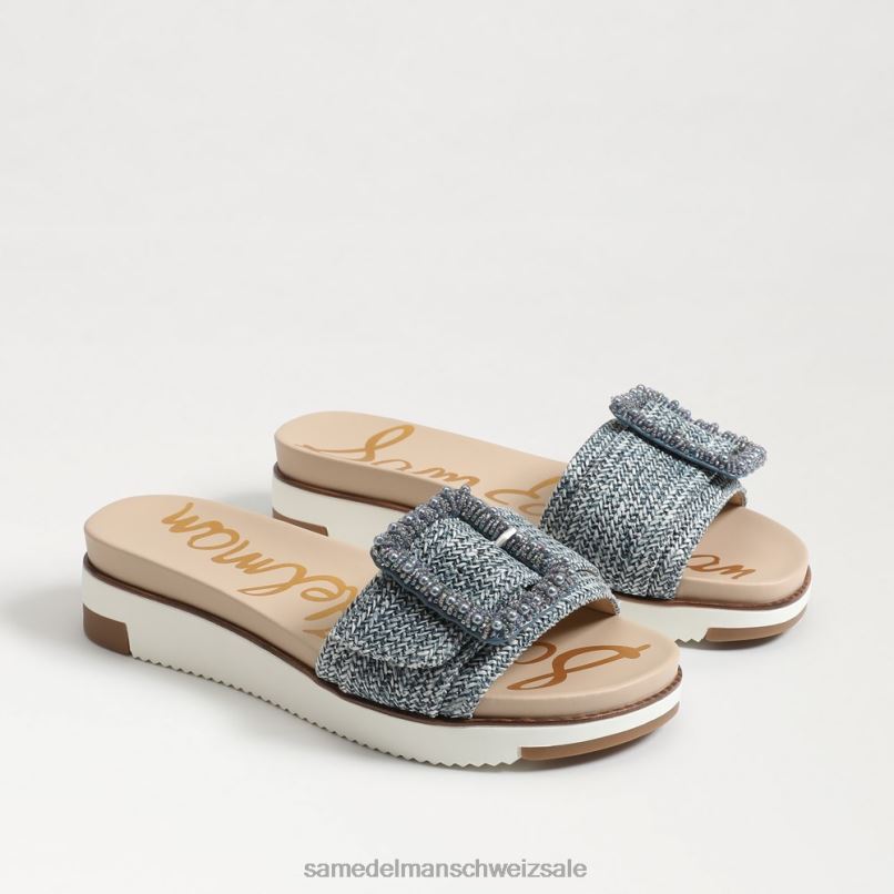 CH Sam Edelman Frauen Ariane-Perlen-Slide-Sandale neublau gewaschen X2J86700 Schuhwerk