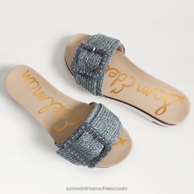 CH Sam Edelman Frauen Ariane-Perlen-Slide-Sandale neublau gewaschen X2J86700 Schuhwerk