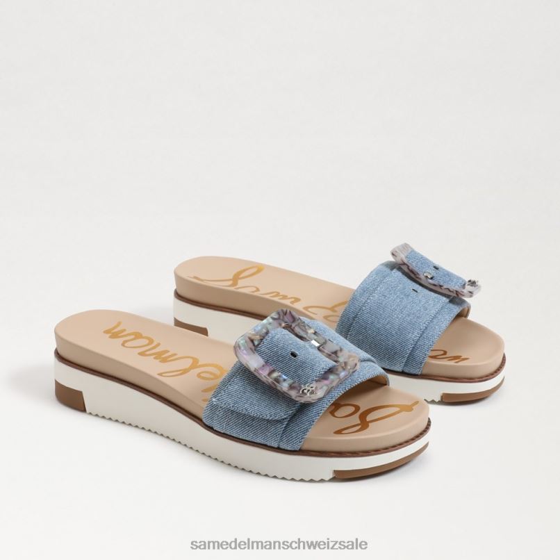 CH Sam Edelman Frauen Ariane Slide-Sandale Montroseblau X2J86180 Schuhwerk