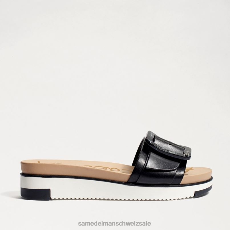 CH Sam Edelman Frauen Ariane Slide-Sandale schwarzes Leder X2J86183 Schuhwerk