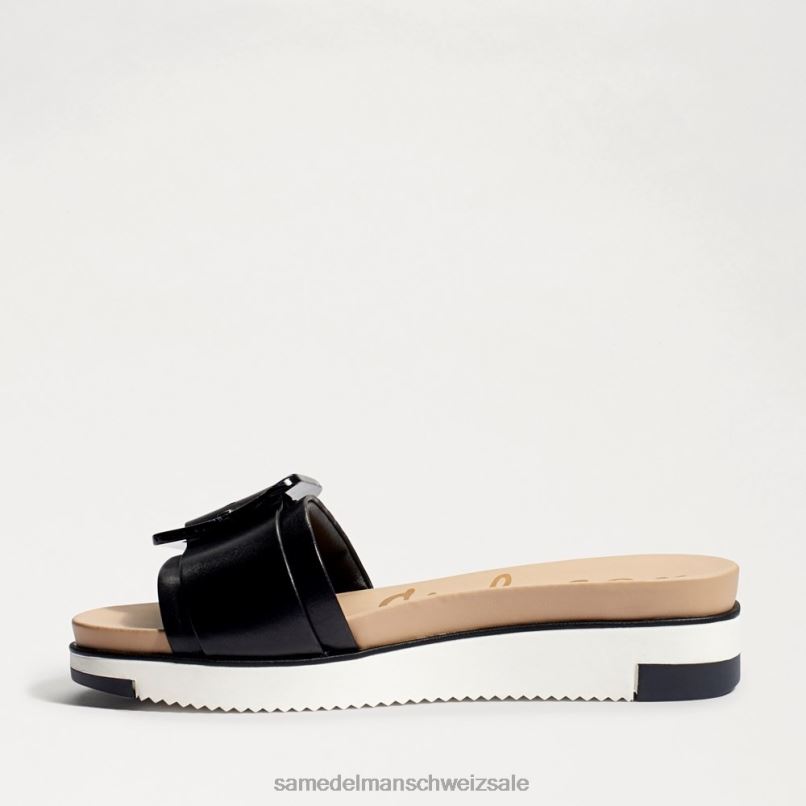 CH Sam Edelman Frauen Ariane Slide-Sandale schwarzes Leder X2J86183 Schuhwerk