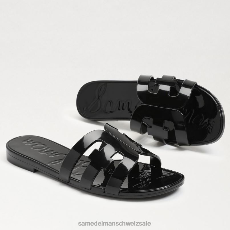 CH Sam Edelman Frauen Bay Jelly Slide-Sandale schwarz glänzend X2J86222 Schuhwerk