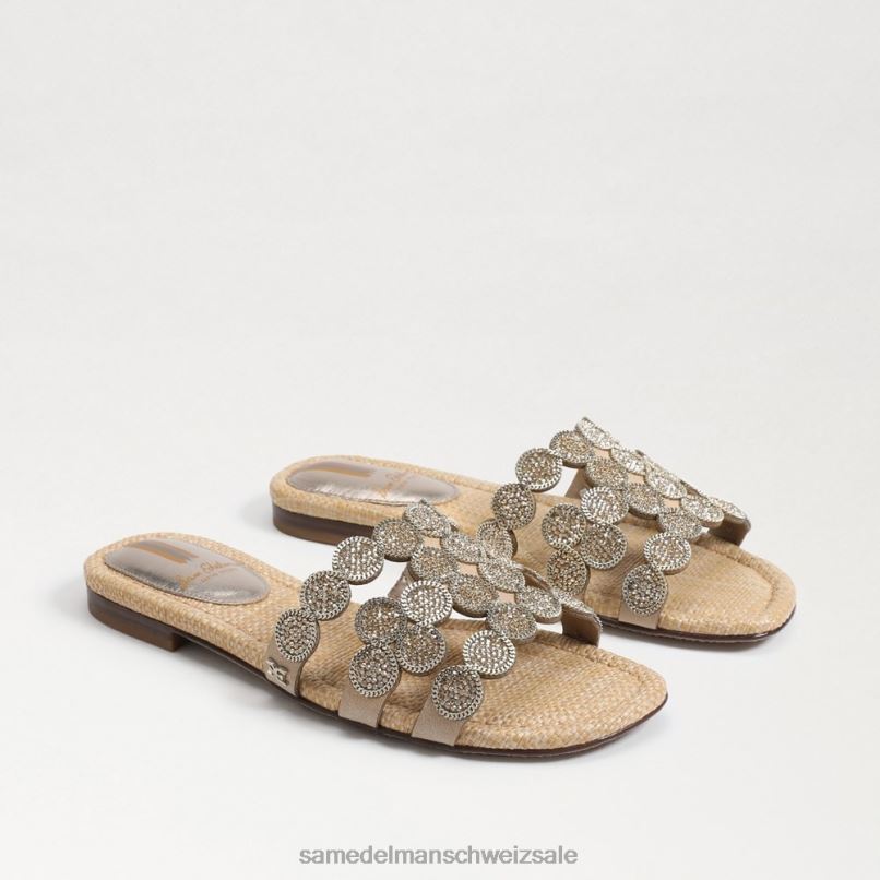 CH Sam Edelman Frauen Bay Marche Slide-Sandale Gold Blatt X2J86607 Schuhwerk