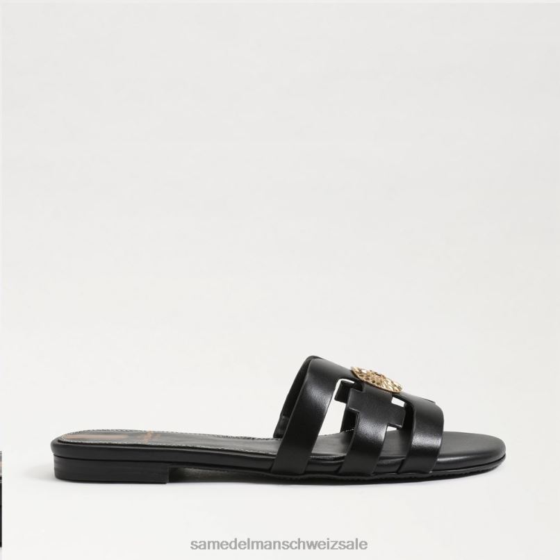 CH Sam Edelman Frauen Bay Radiant Slide-Sandale schwarzes Leder X2J86575 Schuhwerk