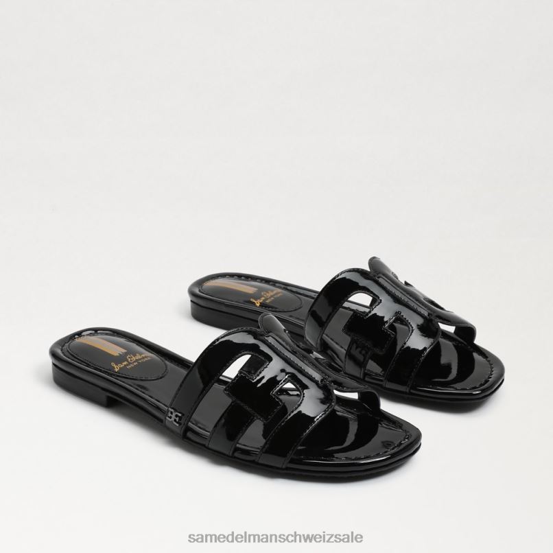 CH Sam Edelman Frauen Bay-Slide-Sandale schwarzes Lackleder X2J86379 Schuhwerk