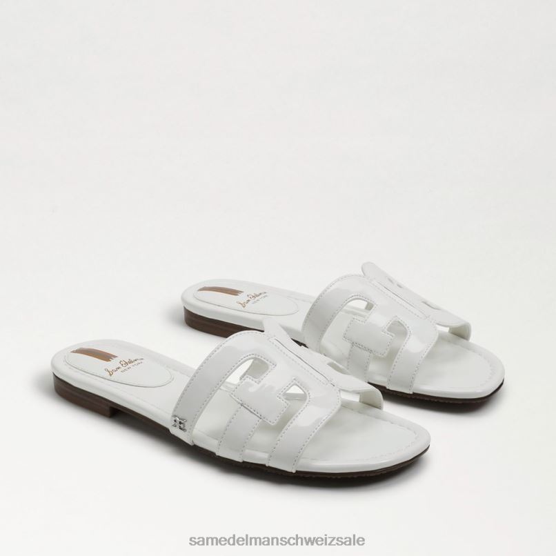 CH Sam Edelman Frauen Bay-Slide-Sandale strahlend weißes Lackleder X2J86380 Schuhwerk