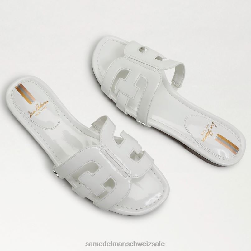 CH Sam Edelman Frauen Bay-Slide-Sandale strahlend weißes Lackleder X2J86380 Schuhwerk