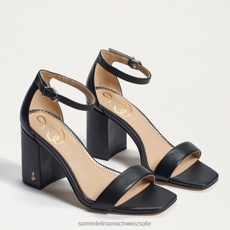 CH Sam Edelman Frauen Daniella Sandale mit Blockabsatz schwarzes Leder X2J86299 Schuhwerk