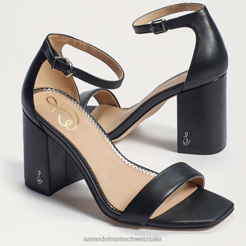 CH Sam Edelman Frauen Daniella Sandale mit Blockabsatz schwarzes Leder X2J86299 Schuhwerk