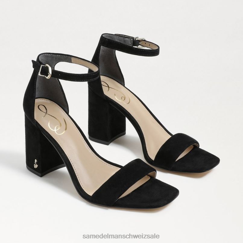 CH Sam Edelman Frauen Daniella Sandale mit Blockabsatz schwarzes Wildleder X2J86302 Schuhwerk