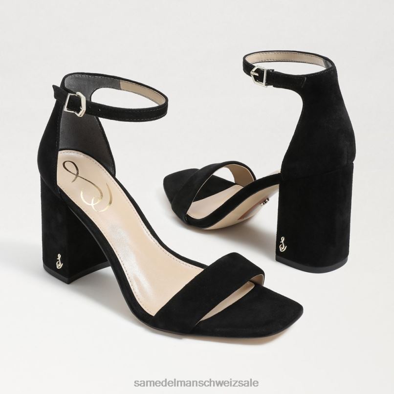 CH Sam Edelman Frauen Daniella Sandale mit Blockabsatz schwarzes Wildleder X2J86302 Schuhwerk
