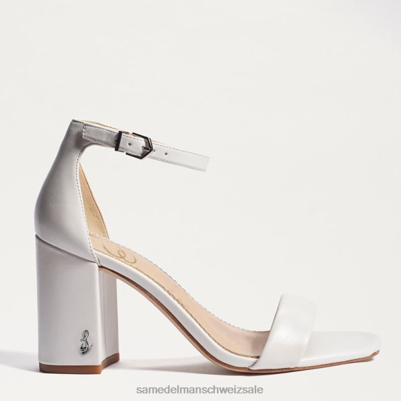 CH Sam Edelman Frauen Daniella Sandale mit Blockabsatz strahlend weißes Leder X2J86300 Schuhwerk