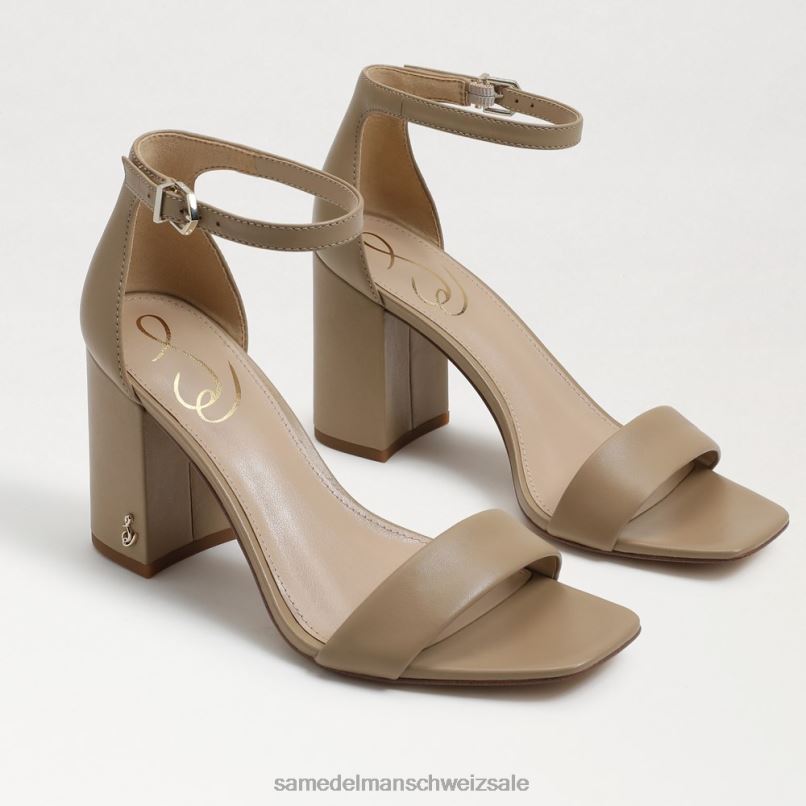 CH Sam Edelman Frauen Daniella Sandale mit Blockabsatz weiches beiges Leder X2J86301 Schuhwerk