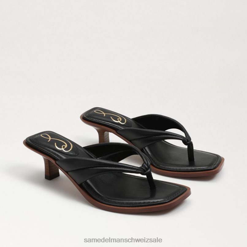 CH Sam Edelman Frauen Daphney Zehenstegsandale schwarzes Leder X2J86708 Schuhwerk
