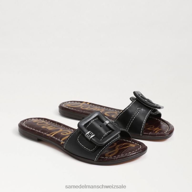 CH Sam Edelman Frauen Gaige Slide-Sandale schwarzes Leder X2J8626 Schuhwerk