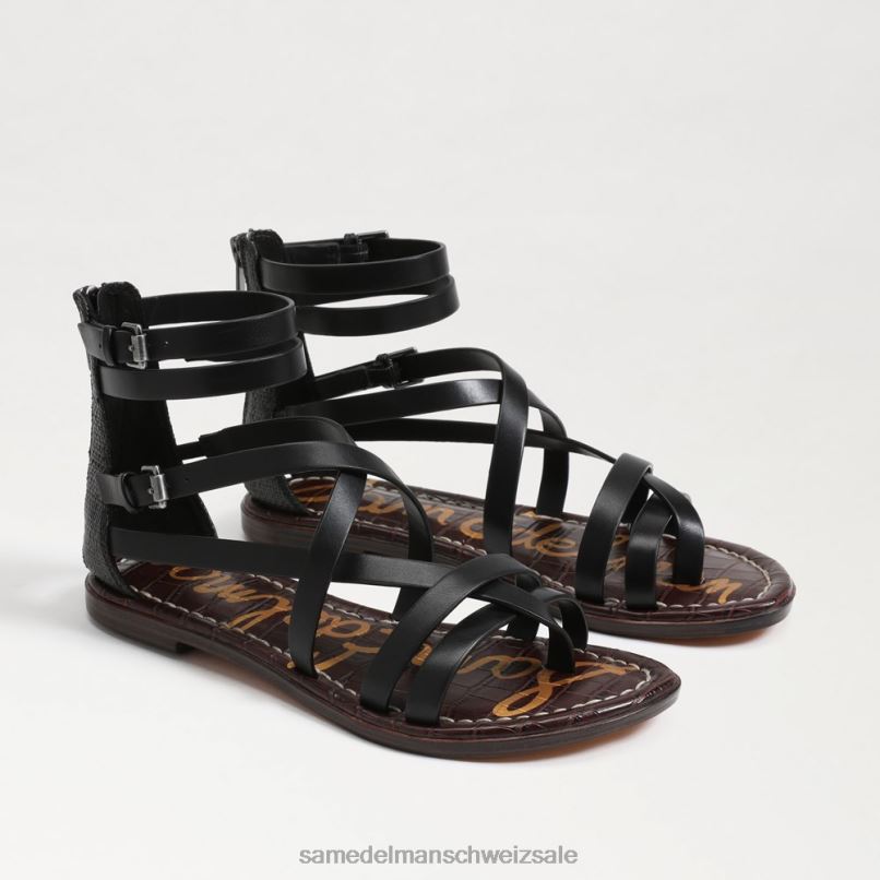 CH Sam Edelman Frauen Gibbs Gladiator-Sandale schwarzes Leder X2J86528 Schuhwerk
