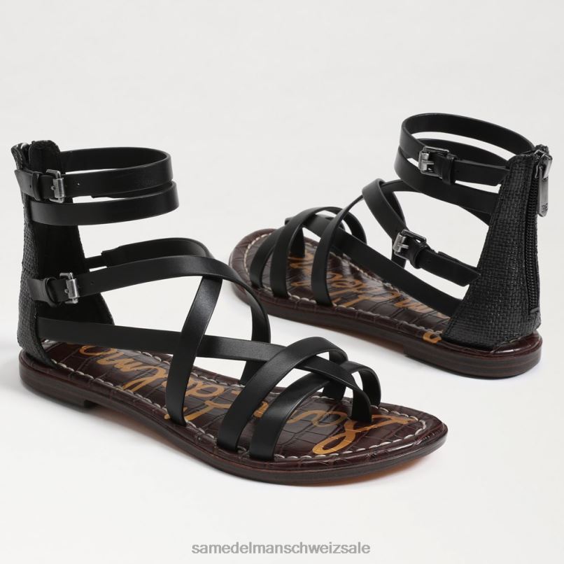 CH Sam Edelman Frauen Gibbs Gladiator-Sandale schwarzes Leder X2J86528 Schuhwerk