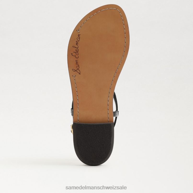 CH Sam Edelman Frauen Gigi Signet Zehenstegsandale schwarzes Leder X2J86557 Schuhwerk