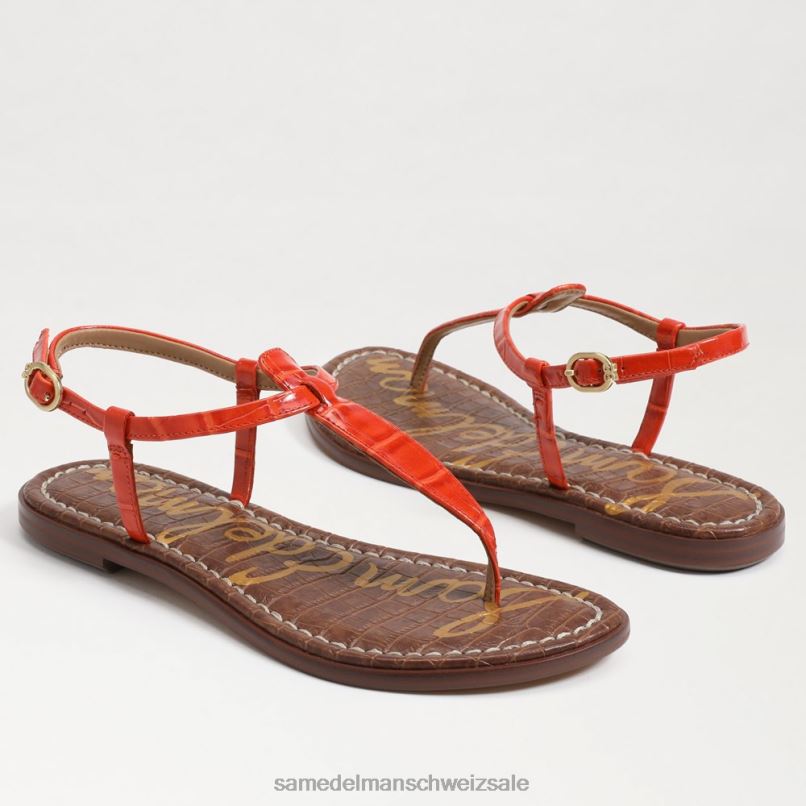 CH Sam Edelman Frauen Gigi-Zehensandale Orangenmohn X2J86225 Schuhwerk