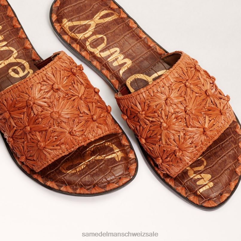 CH Sam Edelman Frauen Giovanna Raffiabast-Slide-Sandale dunkler Rost X2J8670 Schuhwerk