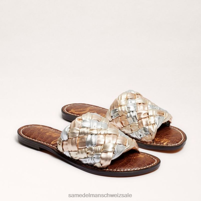 CH Sam Edelman Frauen Griffin gewebte Slide-Sandale Blattgold/weiches Silber/Rose X2J86637 Schuhwerk