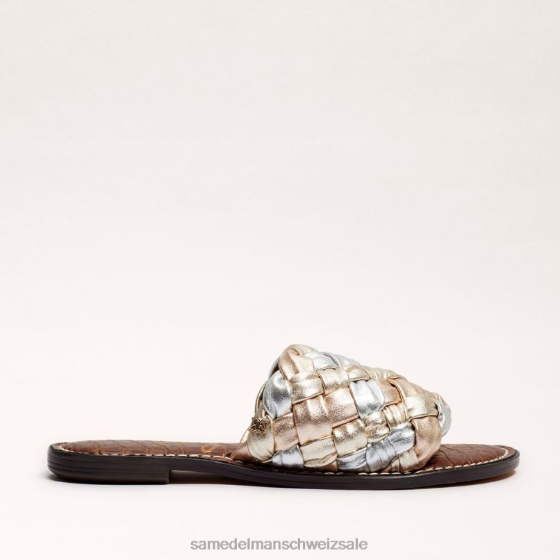 CH Sam Edelman Frauen Griffin gewebte Slide-Sandale Blattgold/weiches Silber/Rose X2J86637 Schuhwerk