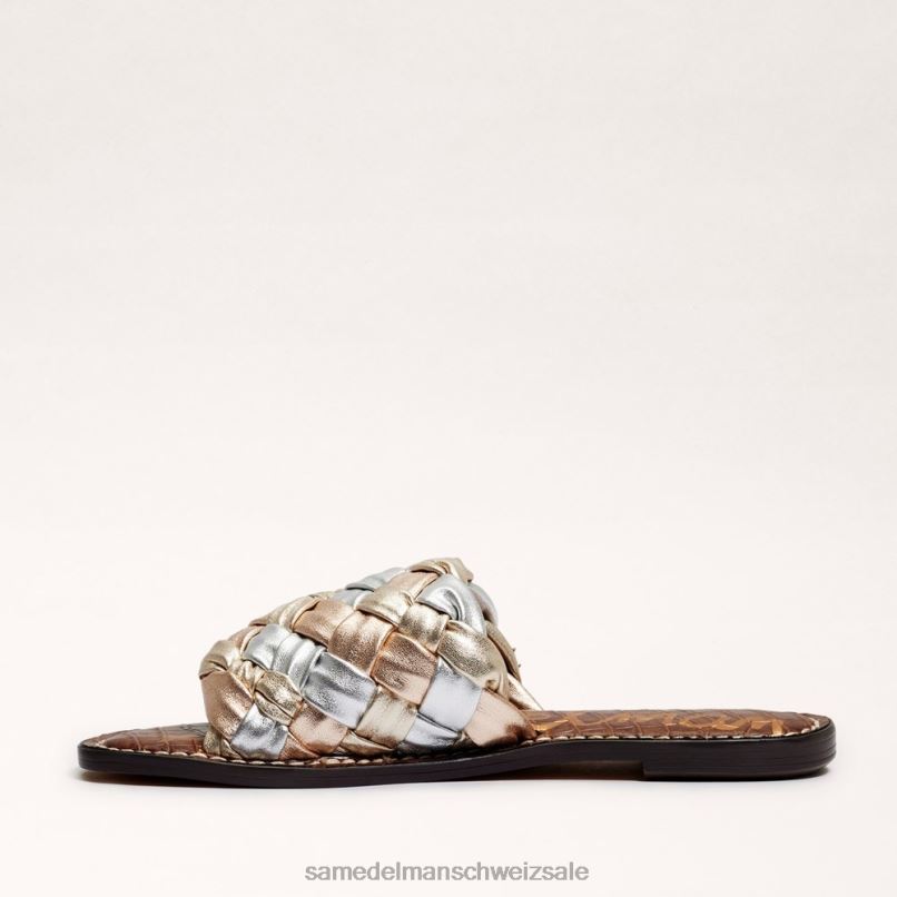 CH Sam Edelman Frauen Griffin gewebte Slide-Sandale Blattgold/weiches Silber/Rose X2J86637 Schuhwerk