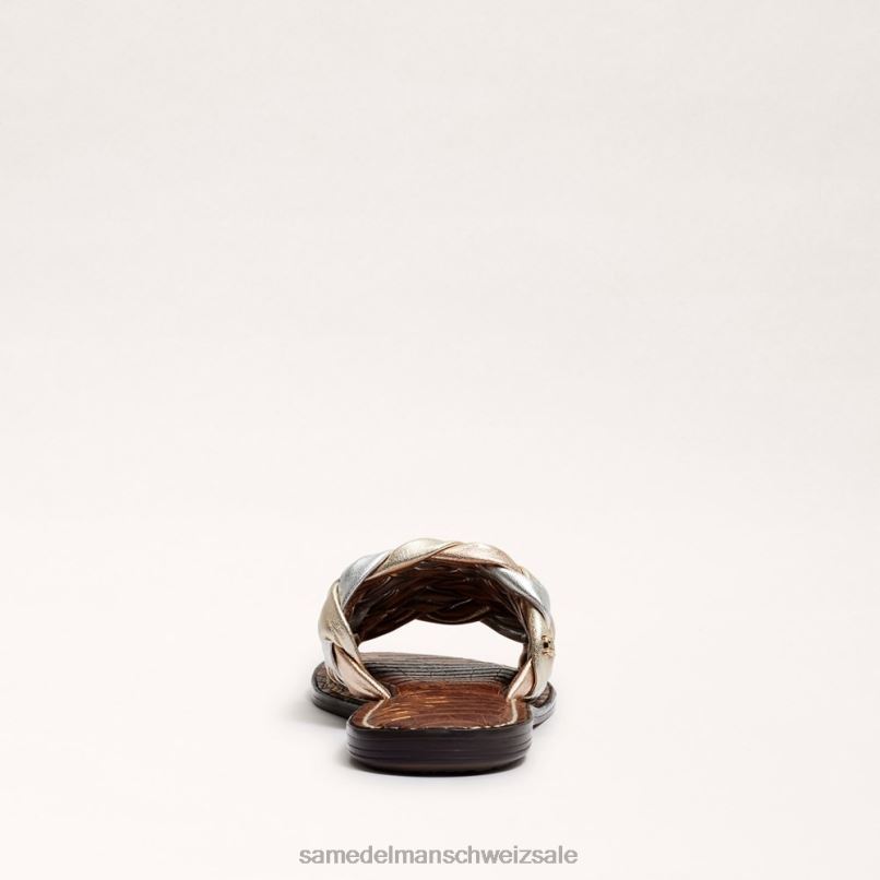 CH Sam Edelman Frauen Griffin gewebte Slide-Sandale Blattgold/weiches Silber/Rose X2J86637 Schuhwerk