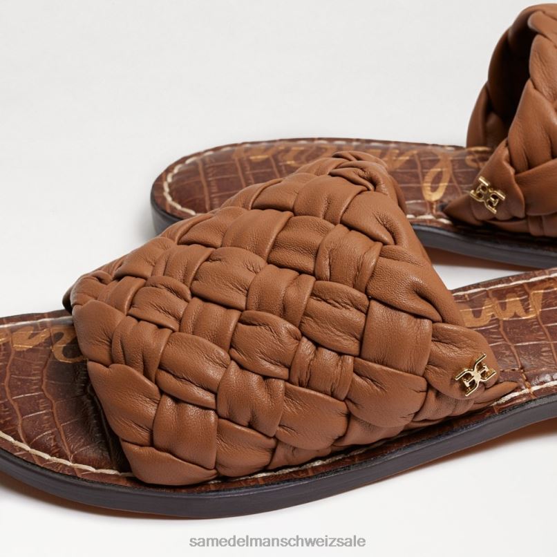 CH Sam Edelman Frauen Griffin gewebte Slide-Sandale Es ist aus kuschelig braunem Leder X2J86633 Schuhwerk