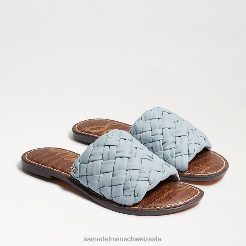 CH Sam Edelman Frauen Griffin gewebte Slide-Sandale Rivierablaues Leder X2J86635 Schuhwerk