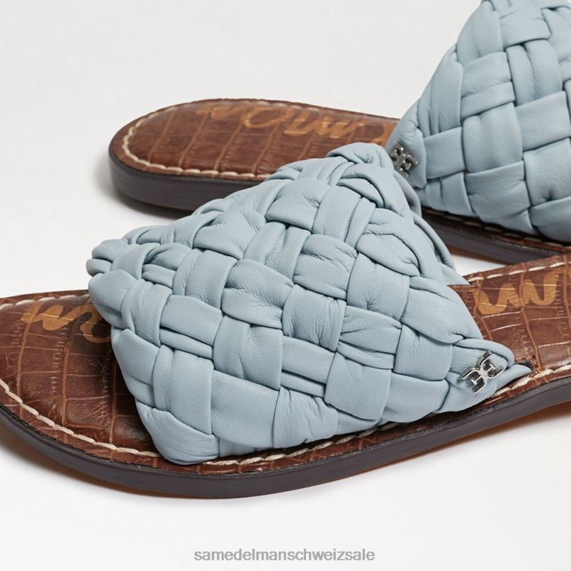CH Sam Edelman Frauen Griffin gewebte Slide-Sandale Rivierablaues Leder X2J86635 Schuhwerk