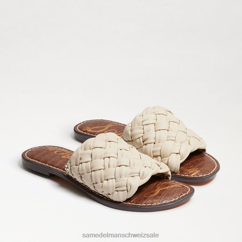 CH Sam Edelman Frauen Griffin gewebte Slide-Sandale modernes elfenbeinfarbenes Leder X2J86634 Schuhwerk