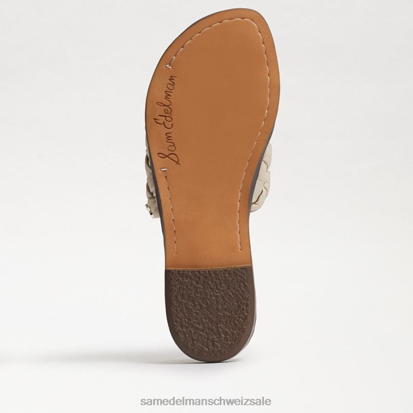 CH Sam Edelman Frauen Griffin gewebte Slide-Sandale modernes elfenbeinfarbenes Leder X2J86634 Schuhwerk