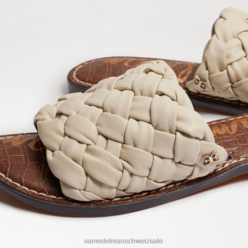 CH Sam Edelman Frauen Griffin gewebte Slide-Sandale modernes elfenbeinfarbenes Leder X2J86634 Schuhwerk