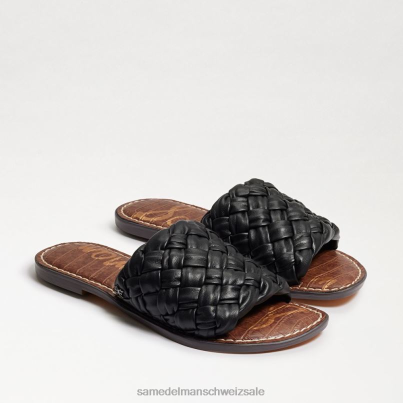 CH Sam Edelman Frauen Griffin gewebte Slide-Sandale schwarzes Leder X2J86632 Schuhwerk