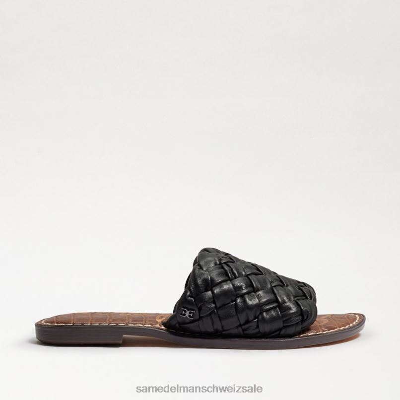 CH Sam Edelman Frauen Griffin gewebte Slide-Sandale schwarzes Leder X2J86632 Schuhwerk