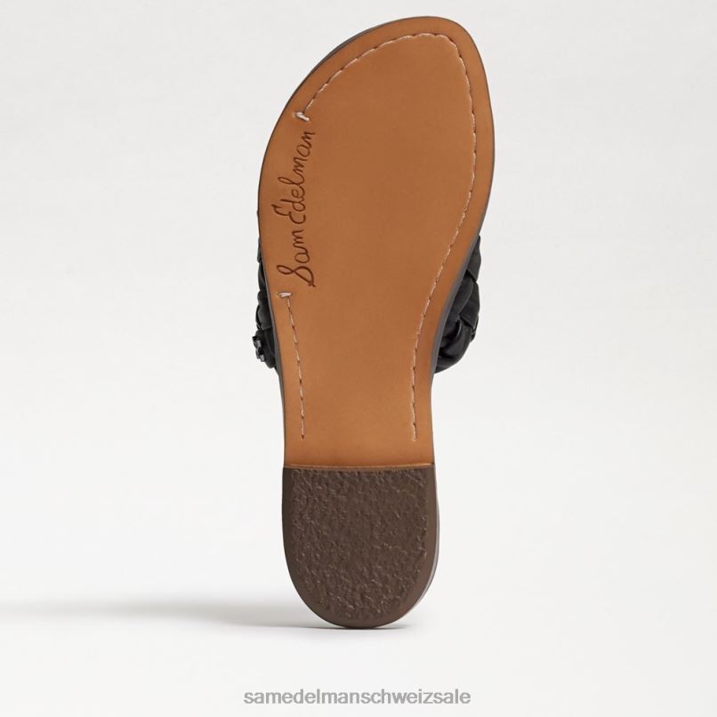 CH Sam Edelman Frauen Griffin gewebte Slide-Sandale schwarzes Leder X2J86632 Schuhwerk