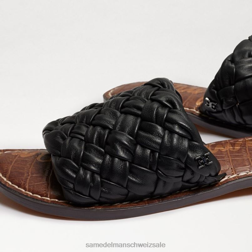 CH Sam Edelman Frauen Griffin gewebte Slide-Sandale schwarzes Leder X2J86632 Schuhwerk