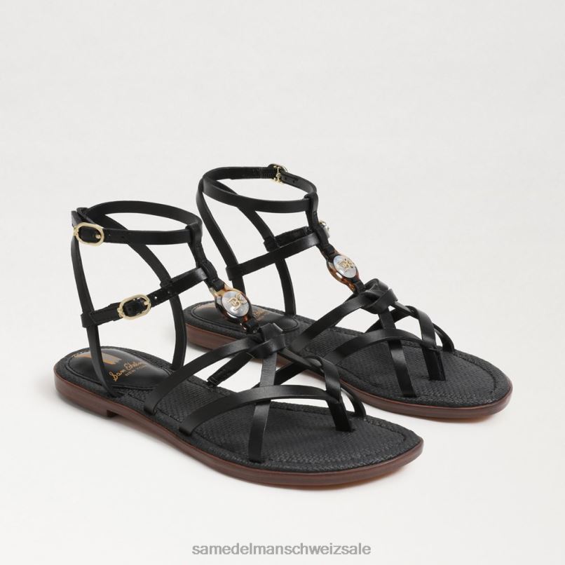 CH Sam Edelman Frauen Gwen Gladiator-Sandale schwarzes Leder X2J86248 Schuhwerk